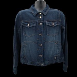 Harley Davidson Detailed Biker Buttoned Demin Jean Jacket  Women's Large